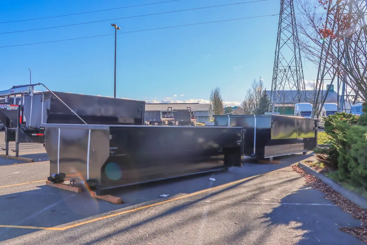 Roll-off dumpster ready for waste disposal at job site for 3 Yard Dumpster Rental in Oak Hill